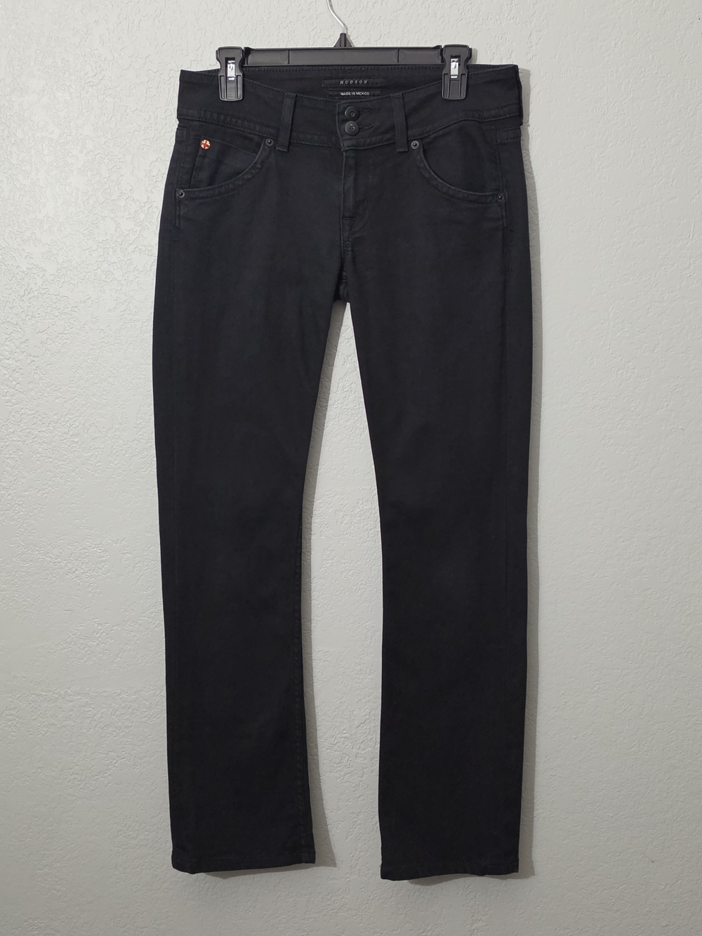 Hudson Jeans Straight-Leg Black Denim Low Rise Womens 28